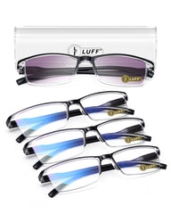 LUFF 4PCS reading glasses set versatile for indoor and outdoor use.