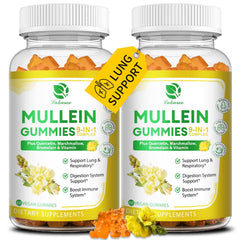 Lukaree 2-pack 9-in-1 Mullein Gummies bottle front for daily respiratory wellness.