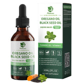 Lukaree Oil of Oregano with Black Seed Oil bottle pour for 4-in-1 daily blend
