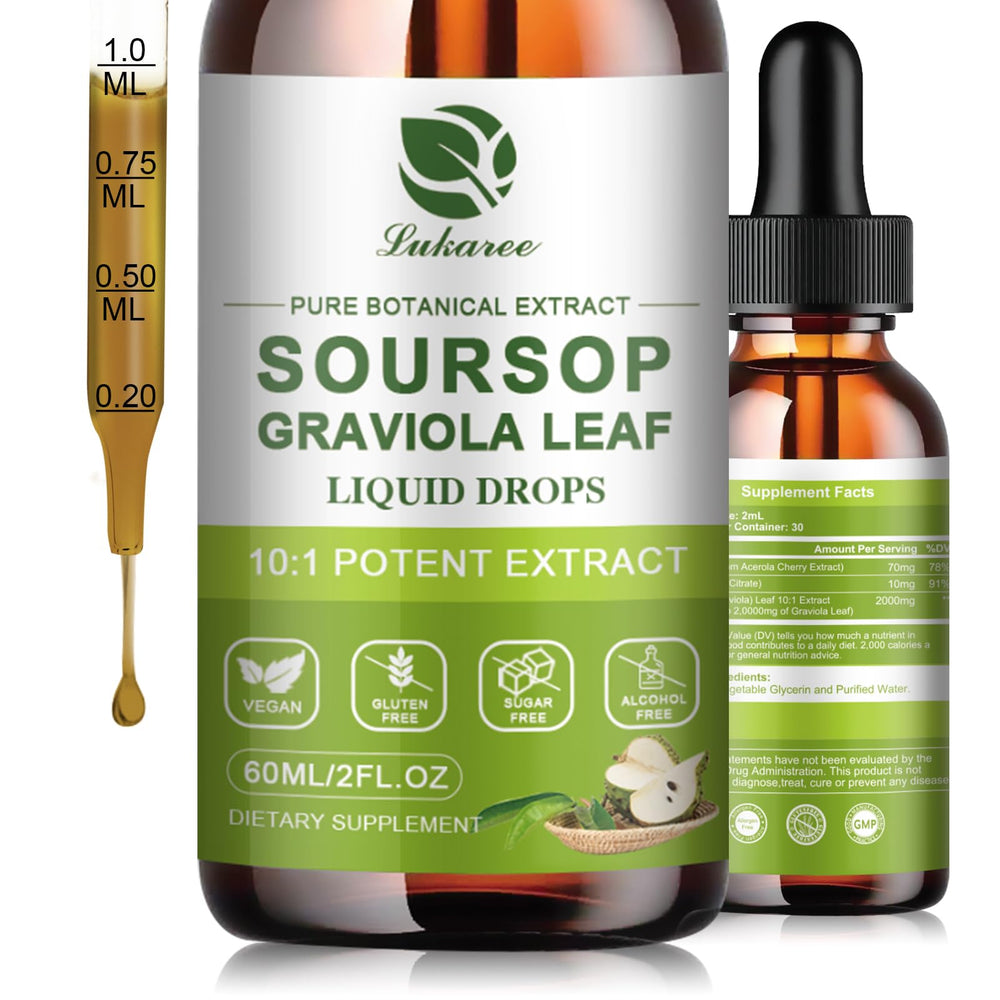 Lukaree Pure Soursop Leaves Extract bottle with dropper for immune support