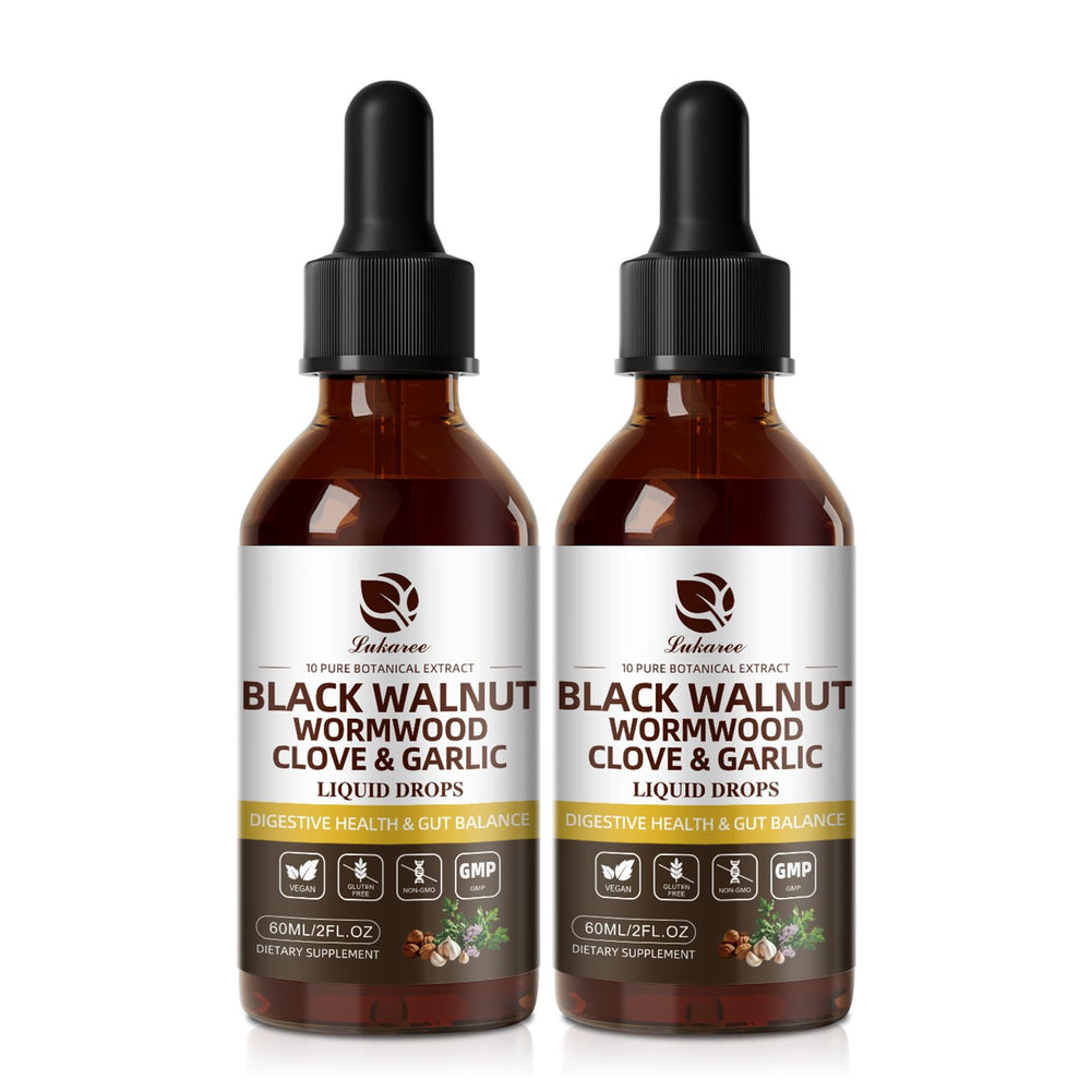 Lukaree Wormwood Black Walnut tincture bottle ready for on-the-go use