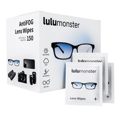 LULUMONSTER anti-fog wipes packaging for on-the-go lens cleaning.