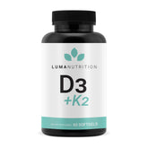 Luma Nutrition D3 + K2 bottle front with high-strength vitamin blend for bone support