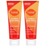 Lume Acidified Body Wash clean Tangerine bottle highlights bright citrus scent for daily odor control.
