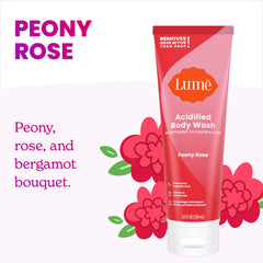 Lume Acidified Body Wash pump-dispense close-up emphasizing moisturizing cleanse