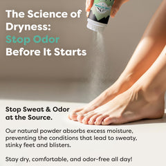 Dusting Lumi Outdoors shoe odor eliminator inside a sneaker for odor reduction.