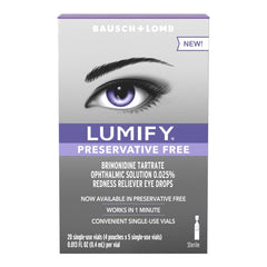 LUMIFY two-pack packaging highlights preservative-free design for sensitive eyes