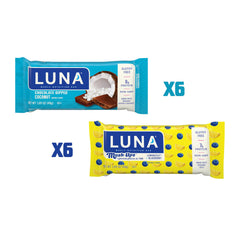 Luna Bar LemonZest Blueberry Mash-Ups featuring fruity notes in a gluten-free protein bar