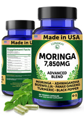 Lunakai Pure Moringa Capsules bottle for daily wellness and convenient supplementation
