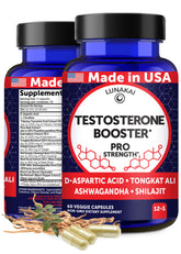 Lunakai testosterone booster bottle on a clean countertop signaling full-spectrum support.