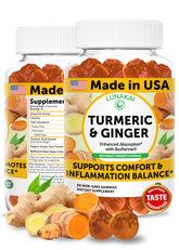 Lunakai turmeric ginger BioPerine gummies bottle front for daily joint and immune support