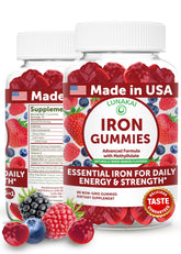 Lunakai vegan iron gummies berry bottle for daily easy iron support