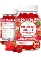 Lunakai women's multivitamin gummies front view bottle for daily energy and wellness.
