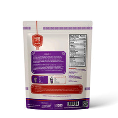 Lunar Lifts taro-ube powder being poured into a shaker for quick post-workout refresh