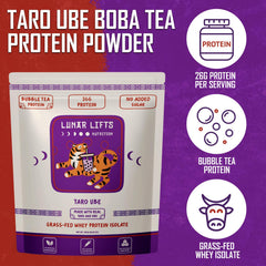 Lunar Lifts taro-ube bubble tea powder scoop—easy on-the-go protein