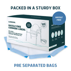 Lunderg Commode Liners universal fit on a bedside commode