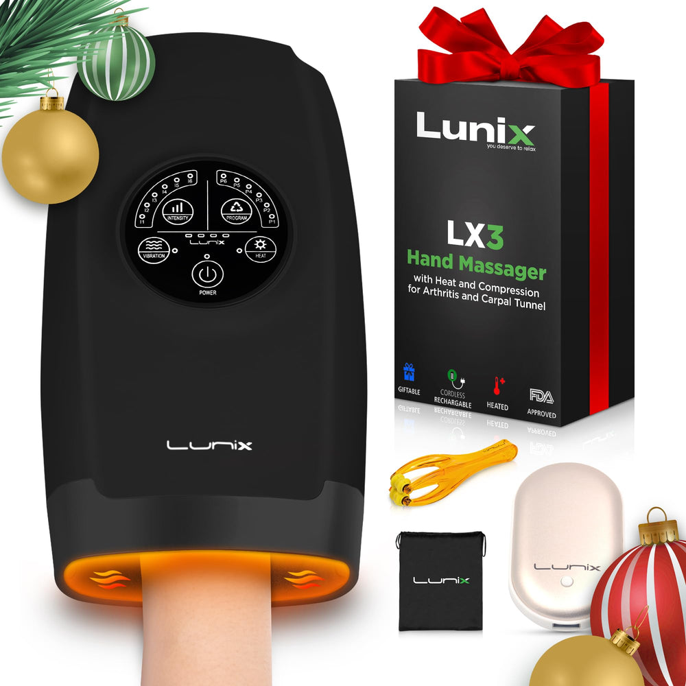 Lunix LX3 cordless hand massager ready for desk-side relaxation
