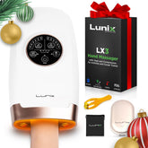 Lunix LX3 hand massager on delivering gentle compression for tired hands.