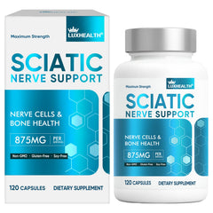 LuxHealth Sciatic Nerve Supplement bottle ready for daily use and ongoing comfort