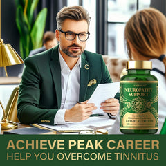 LuxHealth tinnitus relief capsules close-up highlighting natural formulation.
