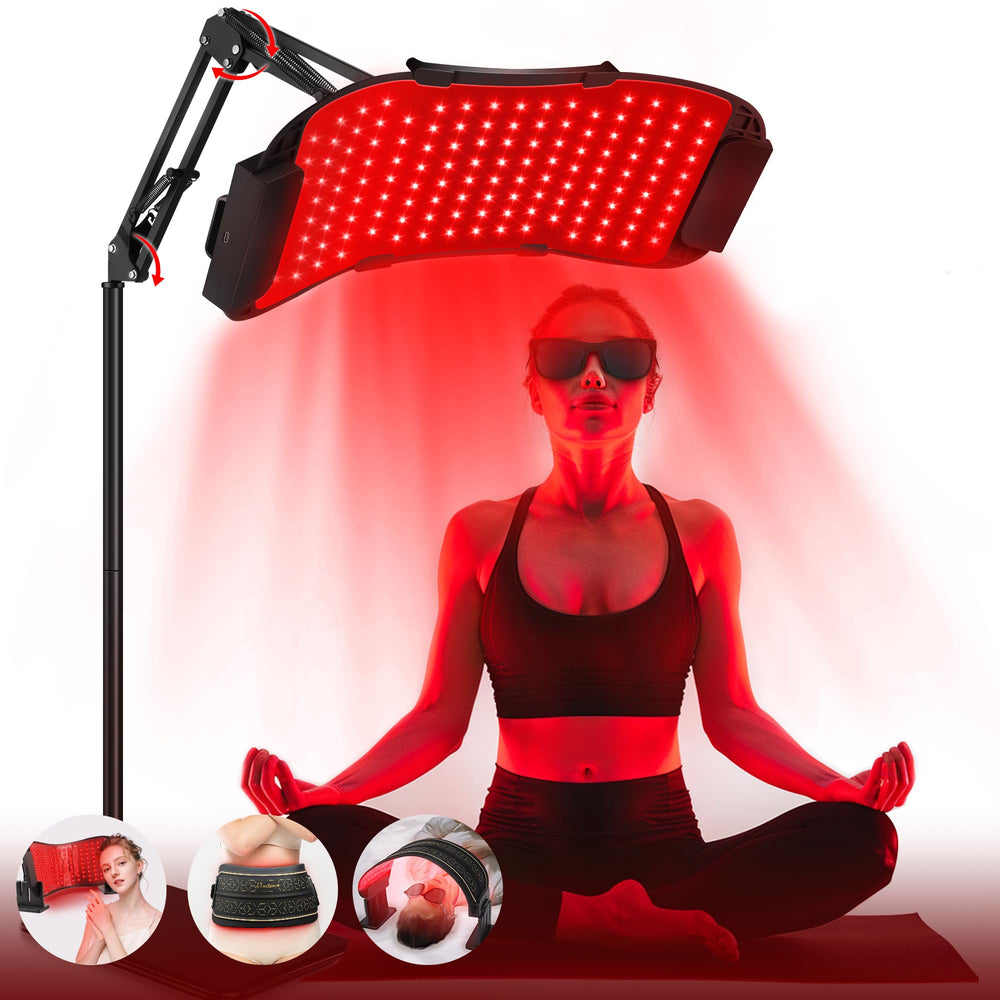 LuxRenew Max red-light therapy mask for full-face treatment at home, soothing and rejuvenating complexion.