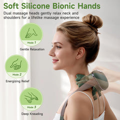 Luxulist neck massager with heat zones enhances deep tissue comfort.