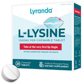 Lyranda Lysine chewable tablets packaging for on-the-go immune support