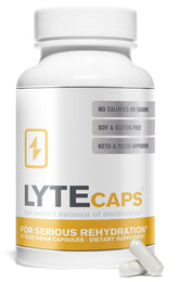 LyteLine electrolytes capsules bottle shown for convenient hydration on the go during workouts.