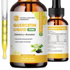 M inch Quercetin Liquid Drops pineapple bottle, highlighting immune support potential and daily wellness.
