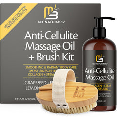M3 Naturals anti cellulite oil bottle pour for soothing massage and smoother skin