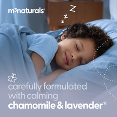 M3 Naturals lavender scent supports a calming bedtime routine closeup.