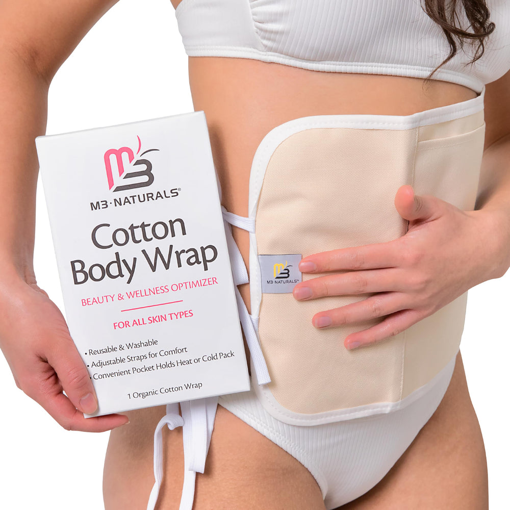M3 Naturals castor oil wrap inner layer, skin-friendly organic cotton for comfortable wear.