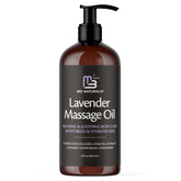 M3 Naturals lavender massage oil bottle with calming scent for skin nourishment.