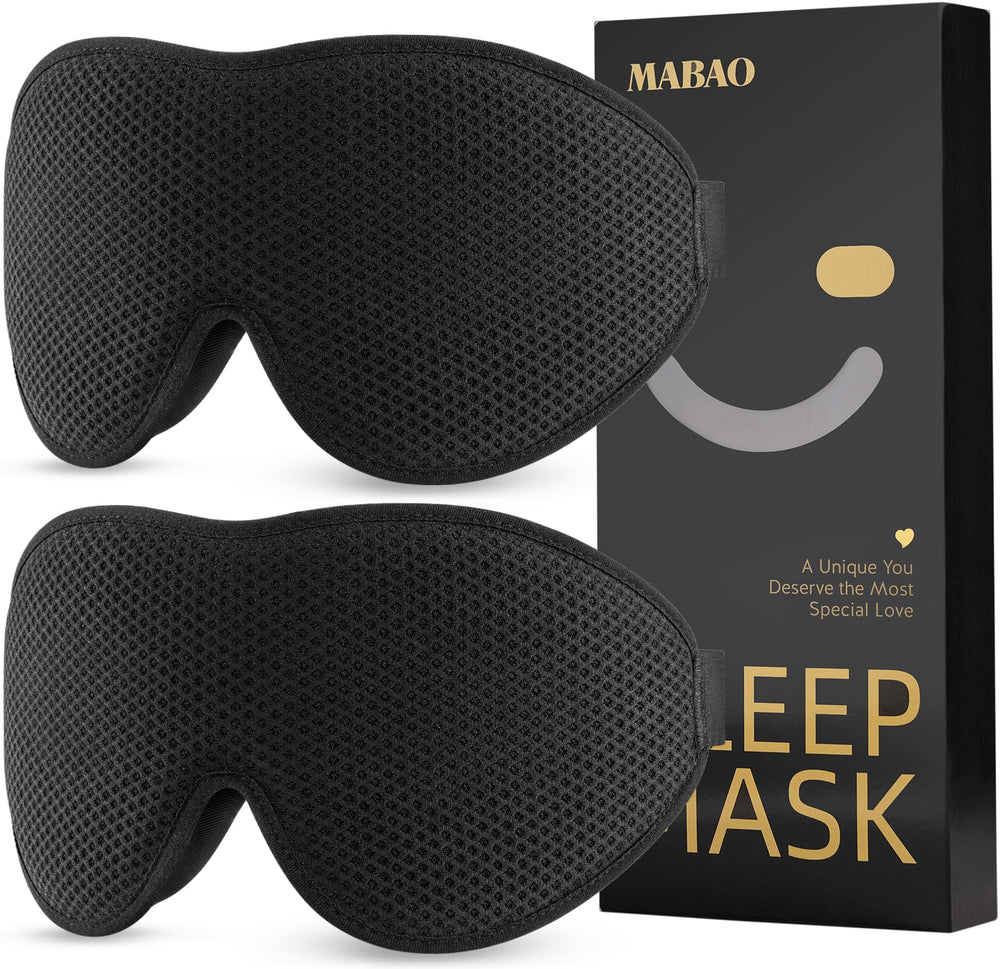 MABAO sleep mask for side sleepers with 3D contour eye pockets for comfort.