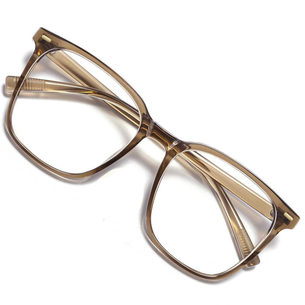 MACJERO oversized square blue light glasses front view for all day computer use
