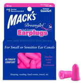 Mack's Dreamgirl earplugs in pink, soft foam full view.