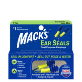 Mack's Ear Seals earplugs with soft durometer tips for comfortable wear.