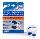 Mack’s Flightguard earplugs packaging showing travel-friendly design for on-the-go use