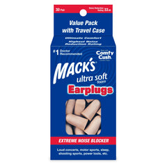 Tapones Mack's de espuma ultra suaves en pack de 30 pares para dormir sin ruidos
