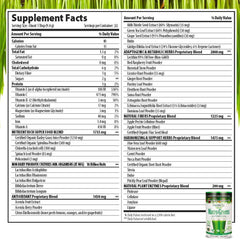 MacroLife Naturals Macro Greens label close-up highlighting vegan and non-GMO ingredients