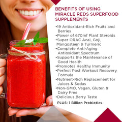 MacroLife Naturals Miracle Reds assorted berries and beets image shows vibrant color.