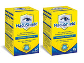 MacuShield bottle front view with two-pack packaging for convenient daily use.