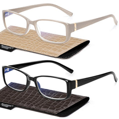 Madison Avenue 2-pack blue light blocking glasses for women reduce eye strain during screens.