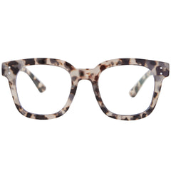 Madison Avenue blue light glasses worn on face with oversized frame for eye strain relief
