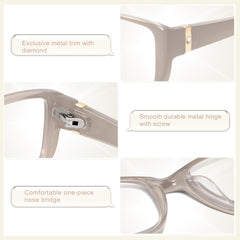 Madison Avenue blue light reading glasses temples with rhinestone detail for style