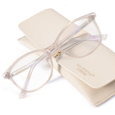 Madison Avenue TR90 glasses nude pink packaging, premium gift-ready presentation.