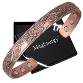 MagEnergy copper bracelet close-up of adjustable 6-8 inch design, comfortable fit.