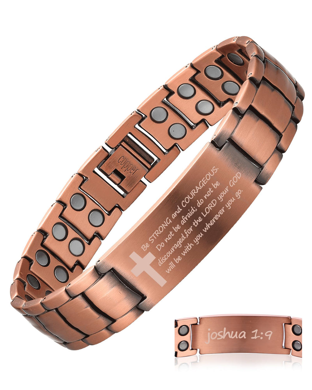 MagEnergy copper bracelet for men with cross design adds refined style for daily wear.