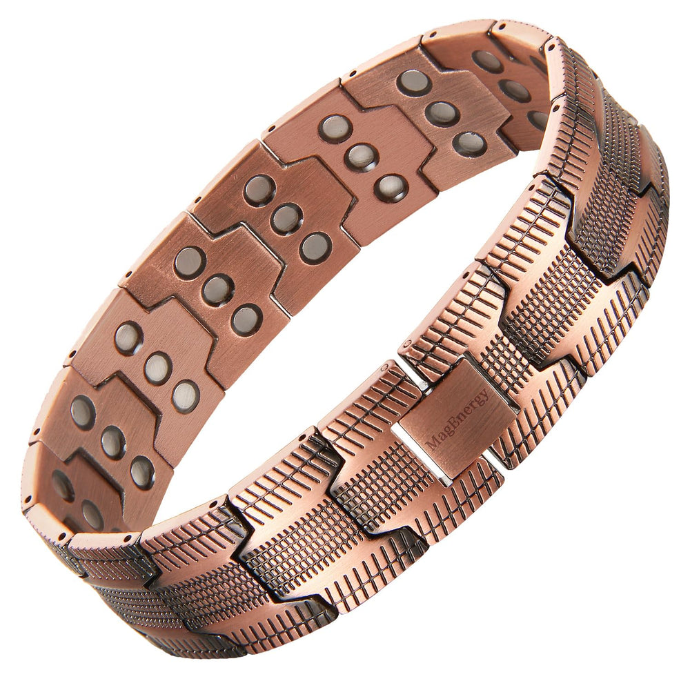 MagEnergy copper bracelet on a man's wrist, stylish everyday wear