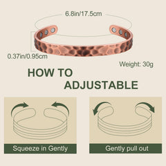 MagEnergy copper bracelet worn on wrist for everyday comfort and style.